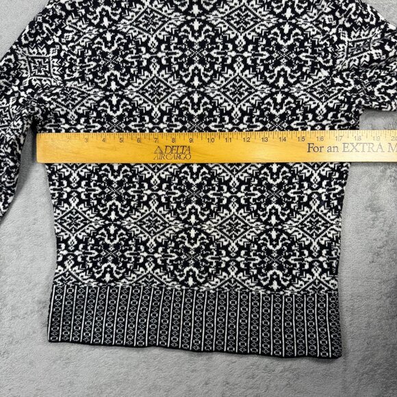 Talbots Petites Nordic Turtleneck Sweater Black White Winter Knit Cottagecore - Picture 8 of 9